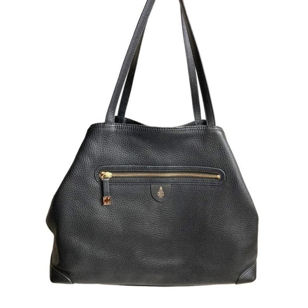 Mark cross black leather tote bag with pouchette